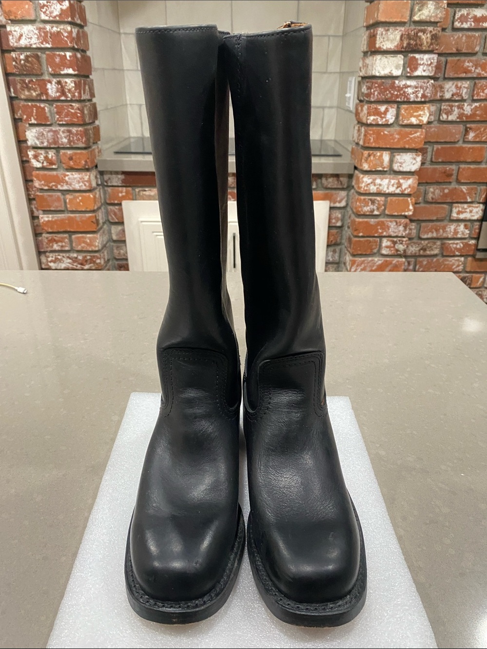 worn once FRYE black campus leather boots womens 8.5 made in USA - Picture 2 of 10